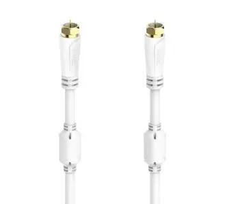 Kabel antenowy Hama 00205255 wtyk F - wtyk F Pozłacany 100dB 10m Biały