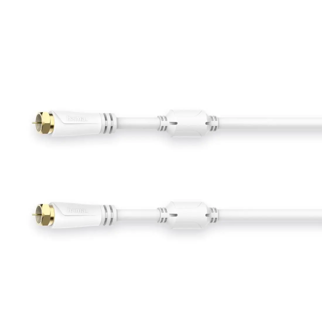 Kabel antenowy Hama 00205255 wtyk F - wtyk F Pozłacany 100dB 10m Biały