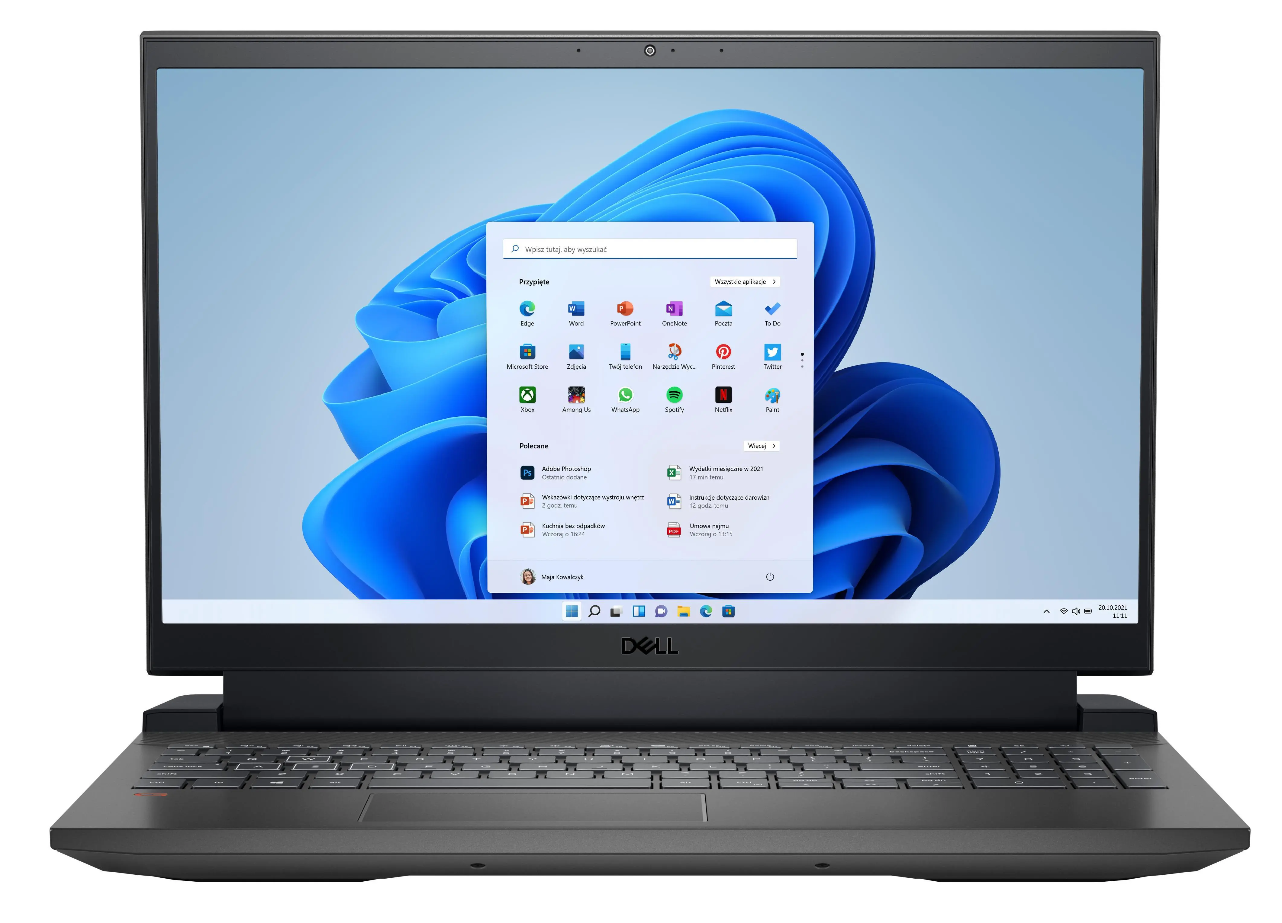 Laptop gamingowy Dell G15 5511-9083 15,6" 120Hz i7-11800H 16GB RAM 512GB Dysk SSD RTX3050 Win11 Czarny