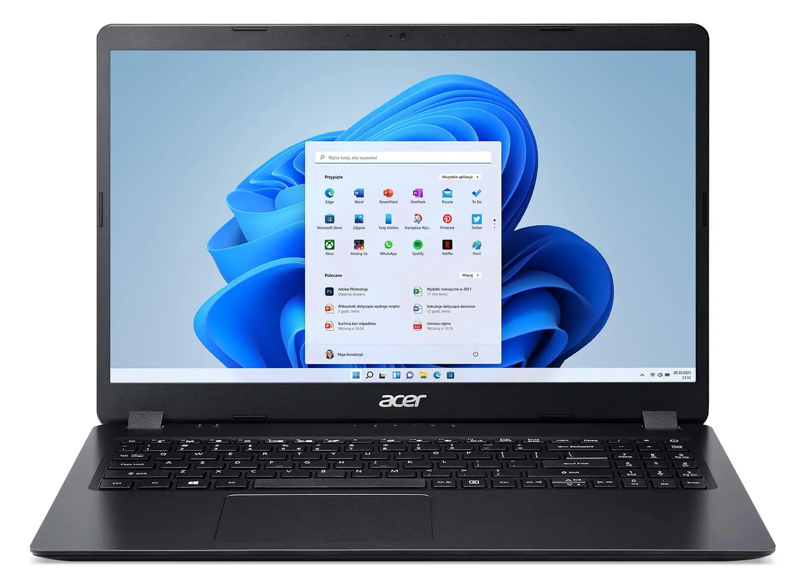 Laptop Acer Aspire 3 A315-56-55MF 15,6" i5-1035G1 8GB RAM 512GB Dysk SSD Win11 Czarny
