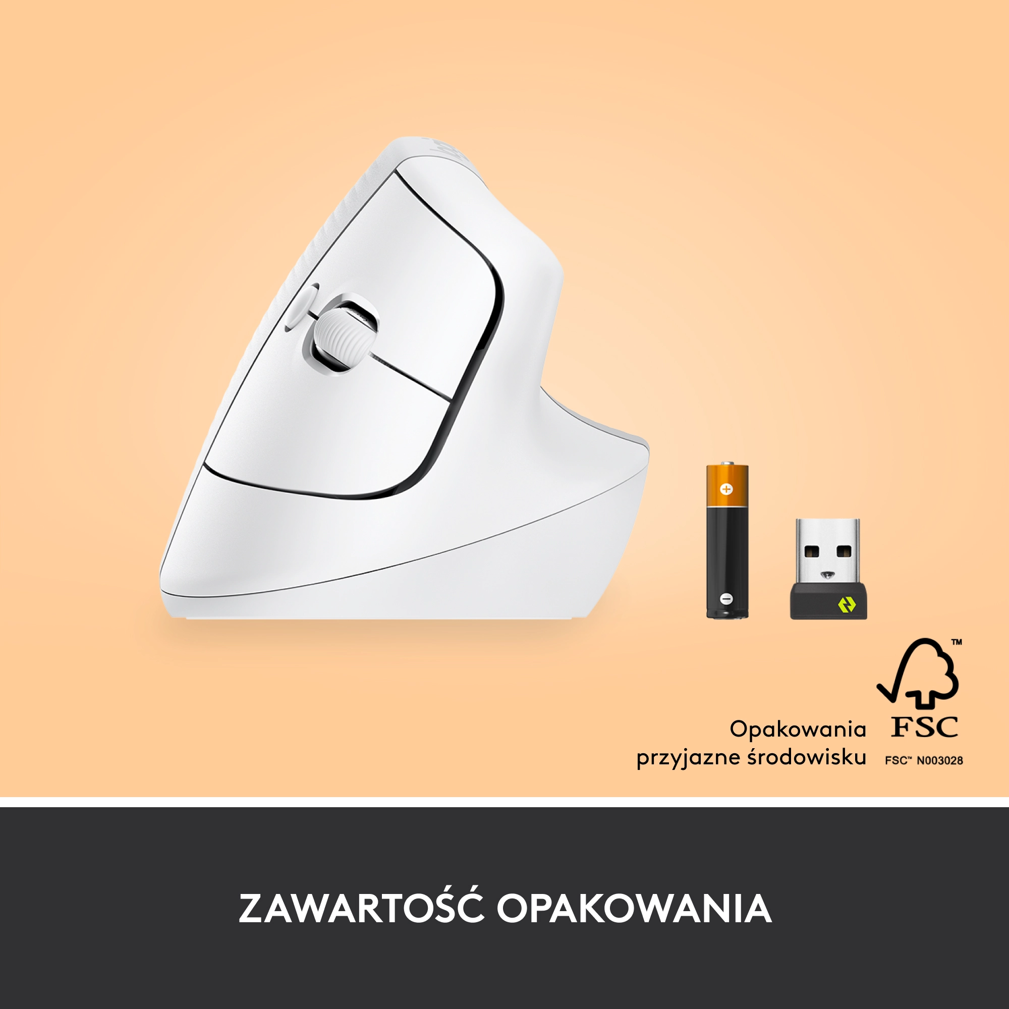 Myszka Logitech Lift Dla praworęcznych Biały