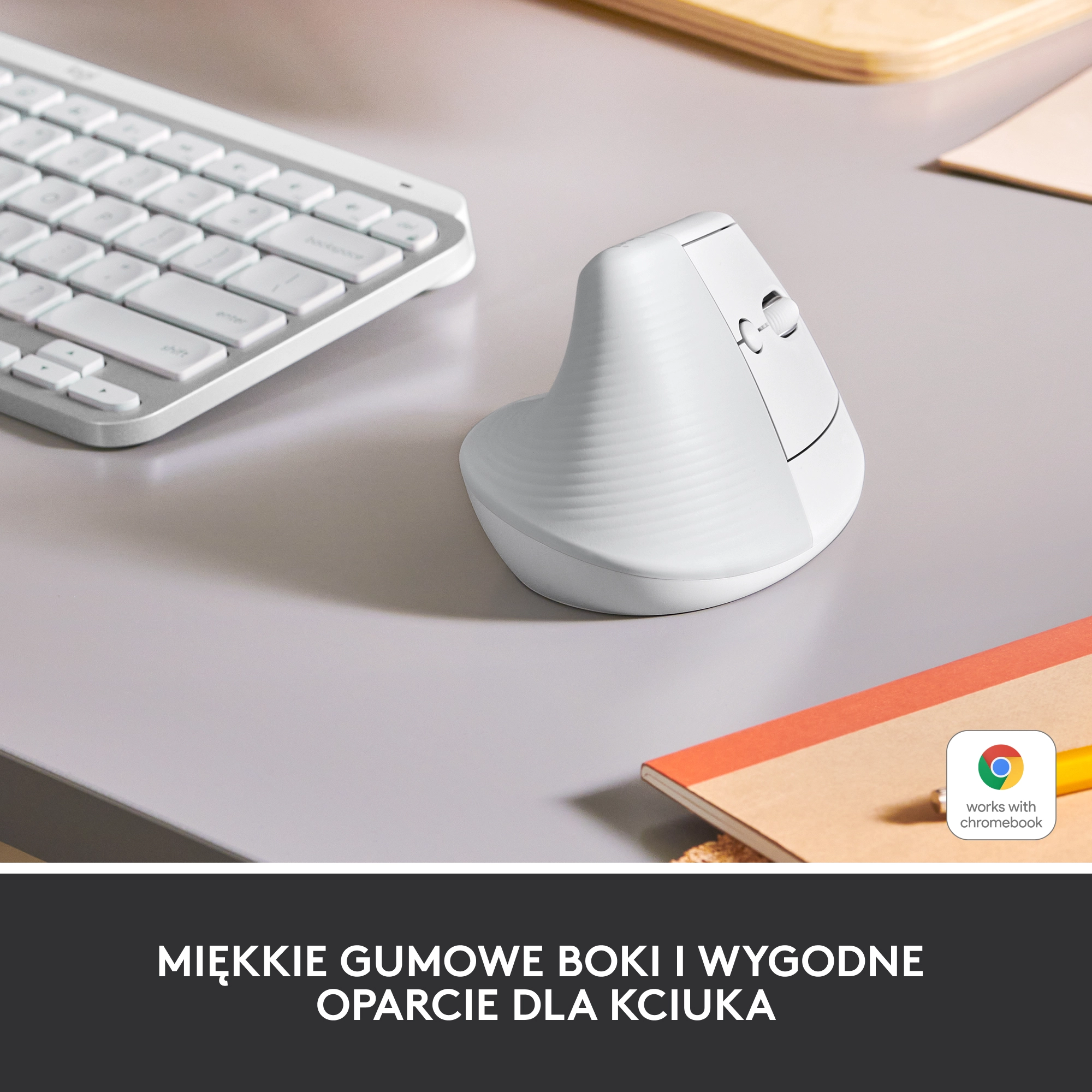 Myszka Logitech Lift Dla praworęcznych Biały