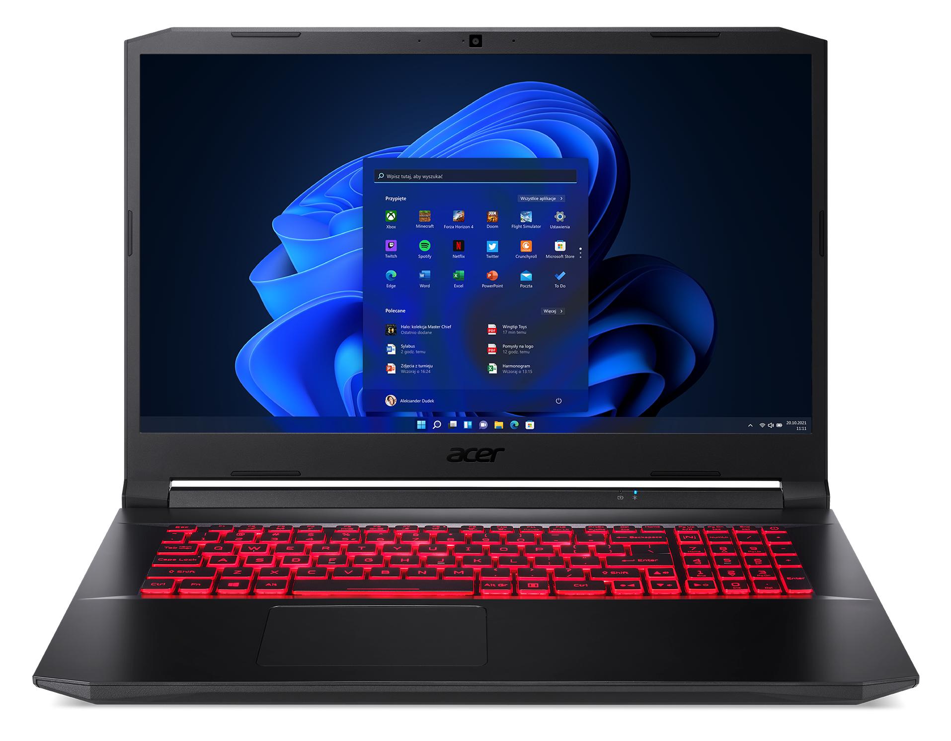 Laptop gamingowy Acer Nitro 5 AN517-54-57JL 17,3" 144Hz  i5-11400H 16GB RAM  512GB Dysk SSD  RTX3050Ti  Win11 Czarny
