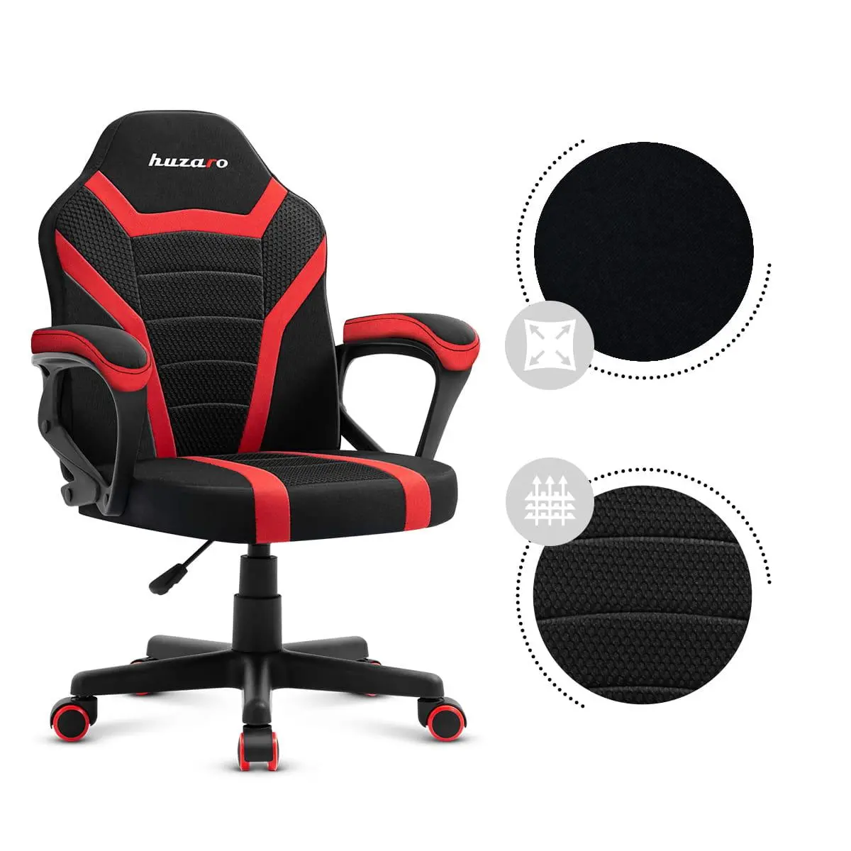 Fotel Huzaro Ranger 1.0 Mesh Dla dzieci do 130kg Tkanina Czerwony