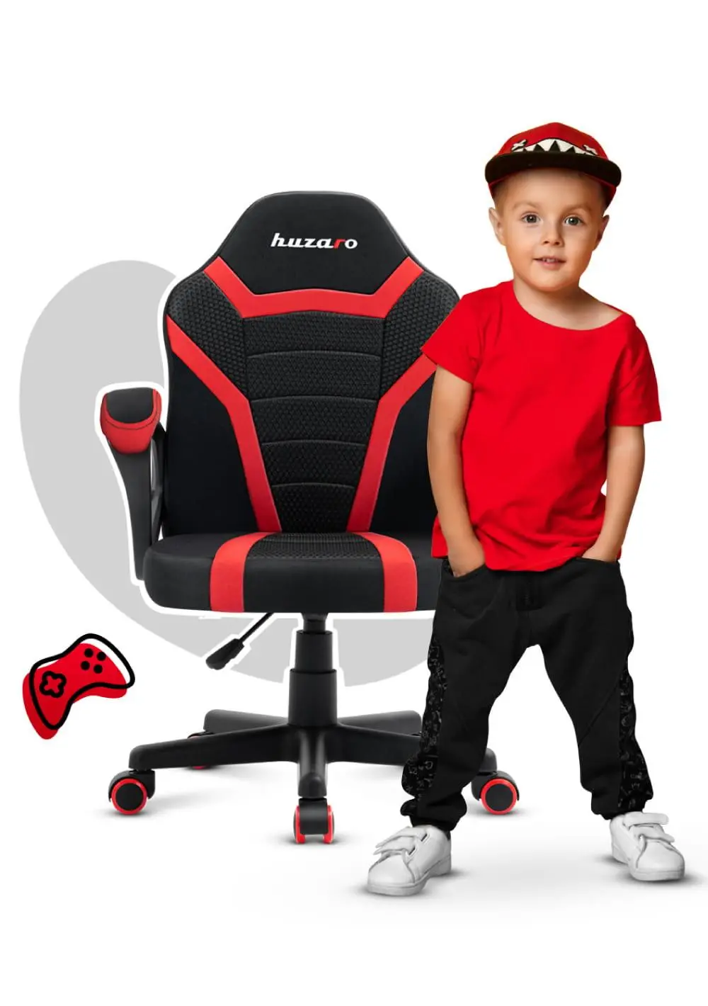 Fotel Huzaro Ranger 1.0 Mesh Dla dzieci do 130kg Tkanina Czerwony
