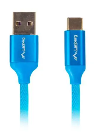 Kabel Lanberg USB-C do USB-A QC 3,0 1m Niebieski