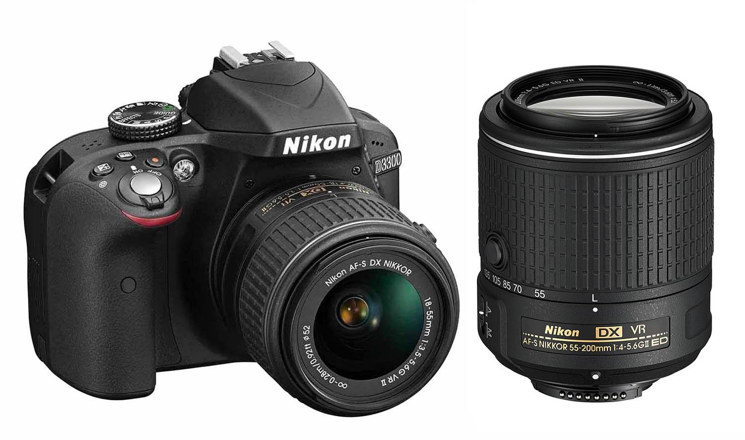 Lustrzanka Nikon D3300 (czarny) 18-55 mm VR II + 55-200 mm VR II