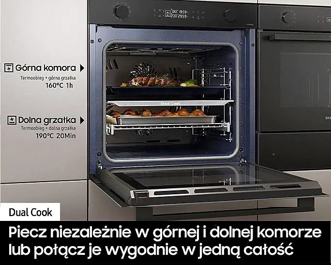 Piekarnik elektryczny Samsung NV7B4425ZAK Dual Cook Termoobieg Zdalne sterowanie Czarny