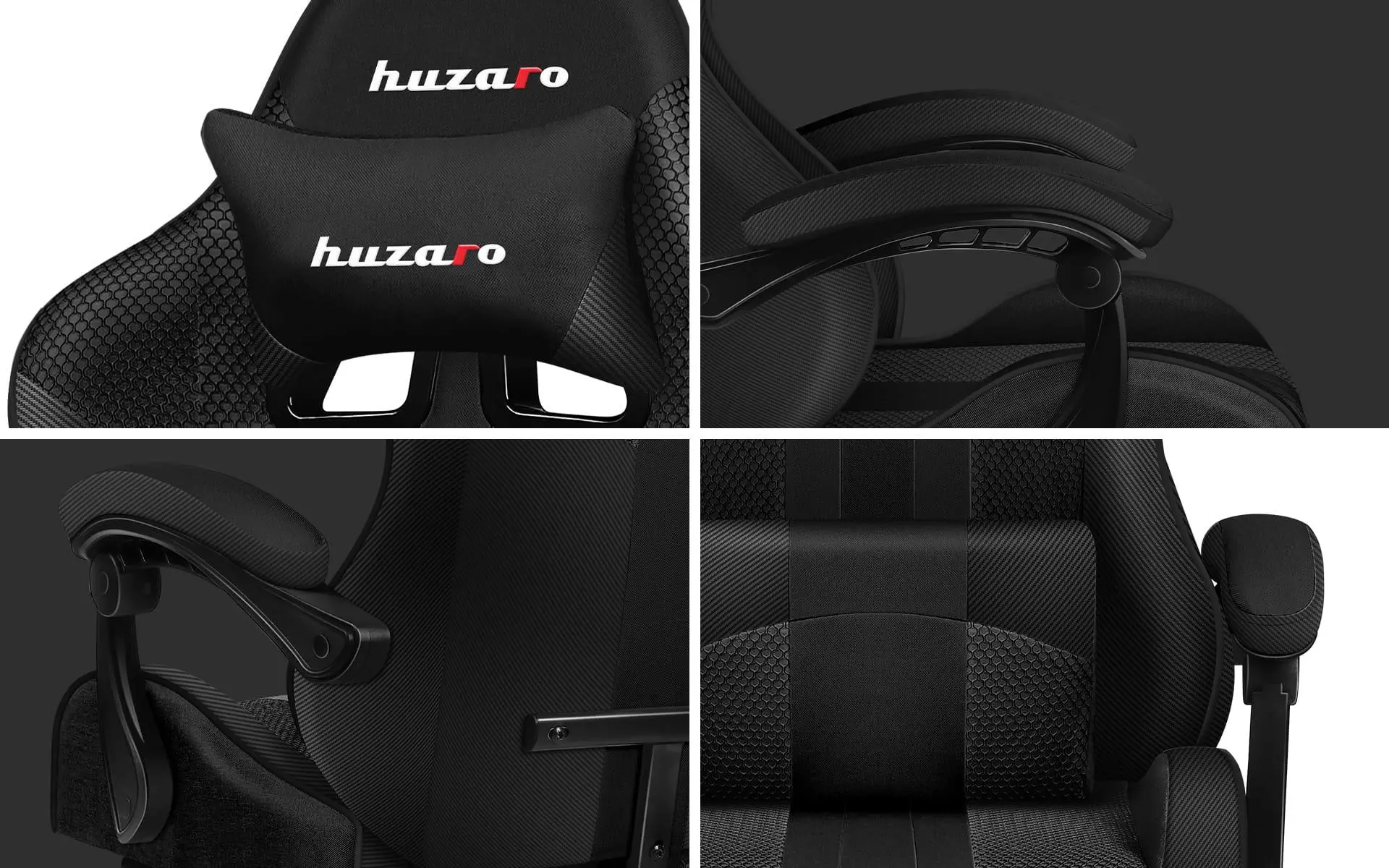 Fotel Huzaro Force 4.7 Carbon Mesh Gamingowy do 140kg Tkanina Czarny