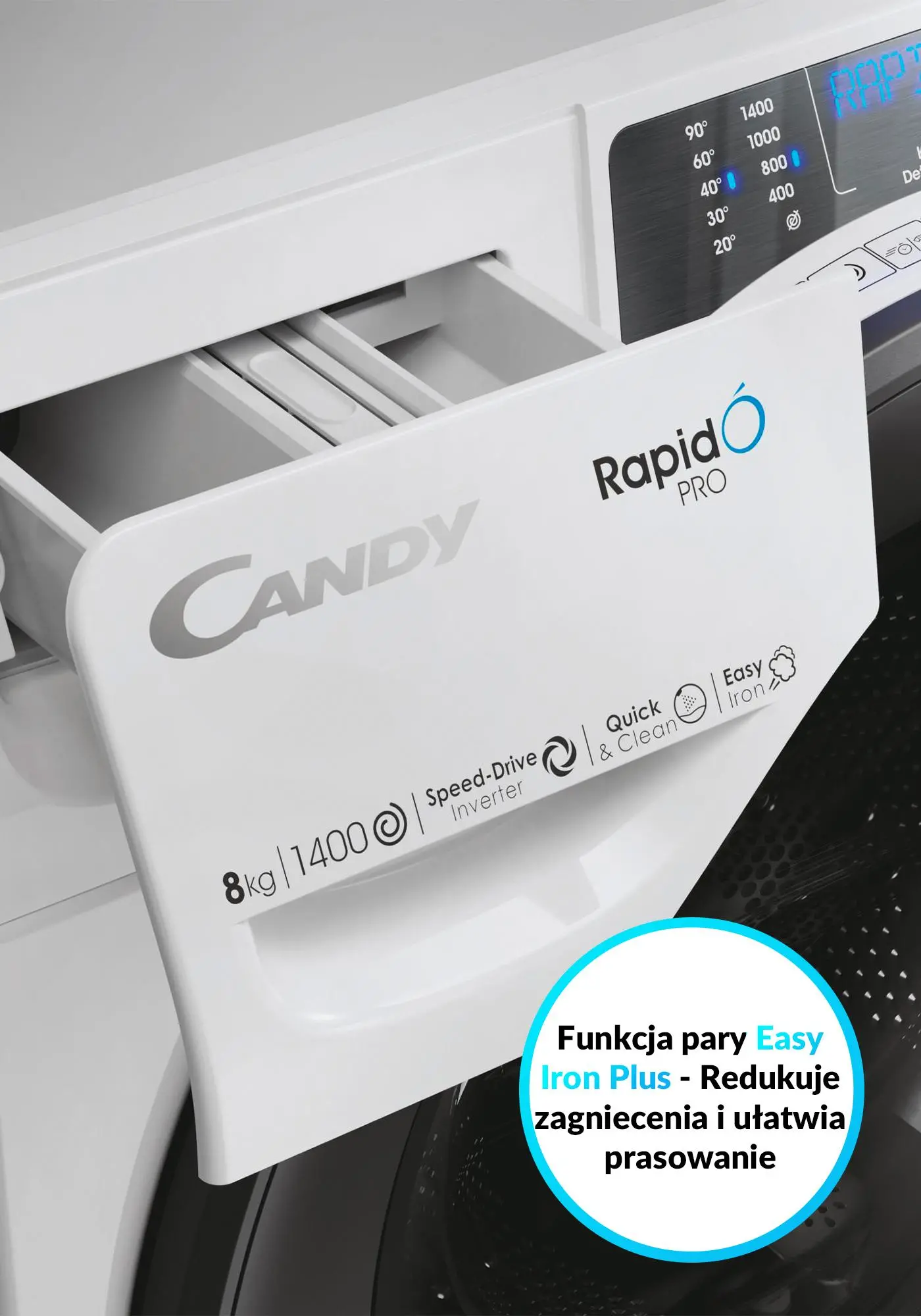 Pralka Candy RapidO Pro RP 486BWMR/1-S Slim 8kg 1400obr/min Zdalne sterowanie