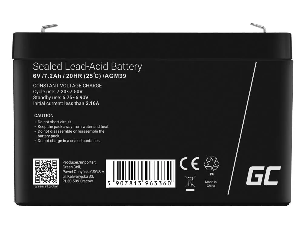 Akumulator Green Cell AGM39 AGM VRLA 6V 7,2Ah