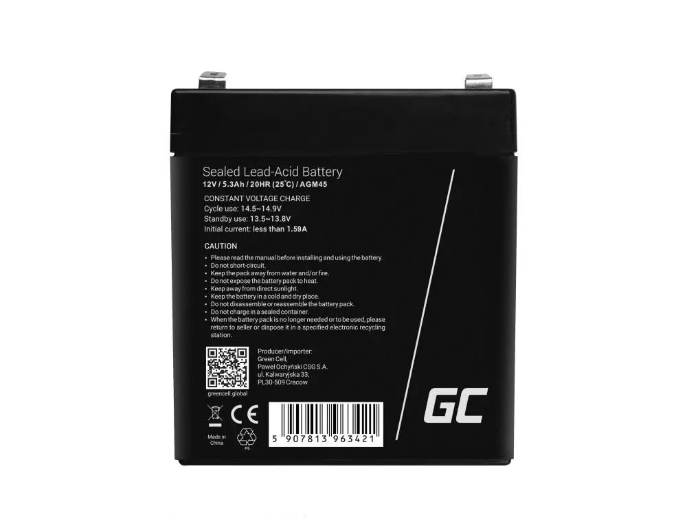 Akumulator Green Cell AGM45 AGM VRLA 12V 5,3Ah