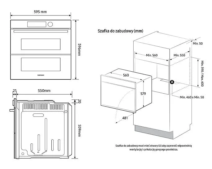 Piekarnik elektryczny parowy Samsung NV7B6785KAK Dual Cook Termoobieg AirFry Zdalne sterowanie Czarny