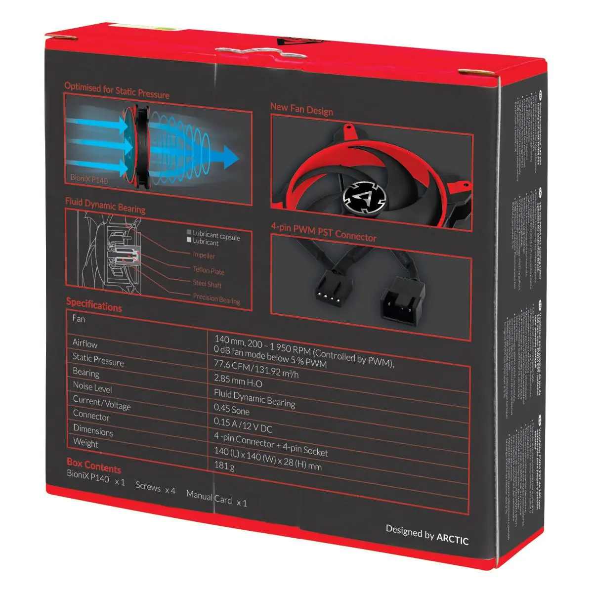 Wentylator Arctic BioniX P140 PWM PST 140mm Czerwony