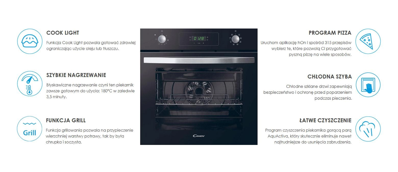 Piekarnik elektryczny Candy Idea FIDC N625 L CookLight Termoobieg Czarny