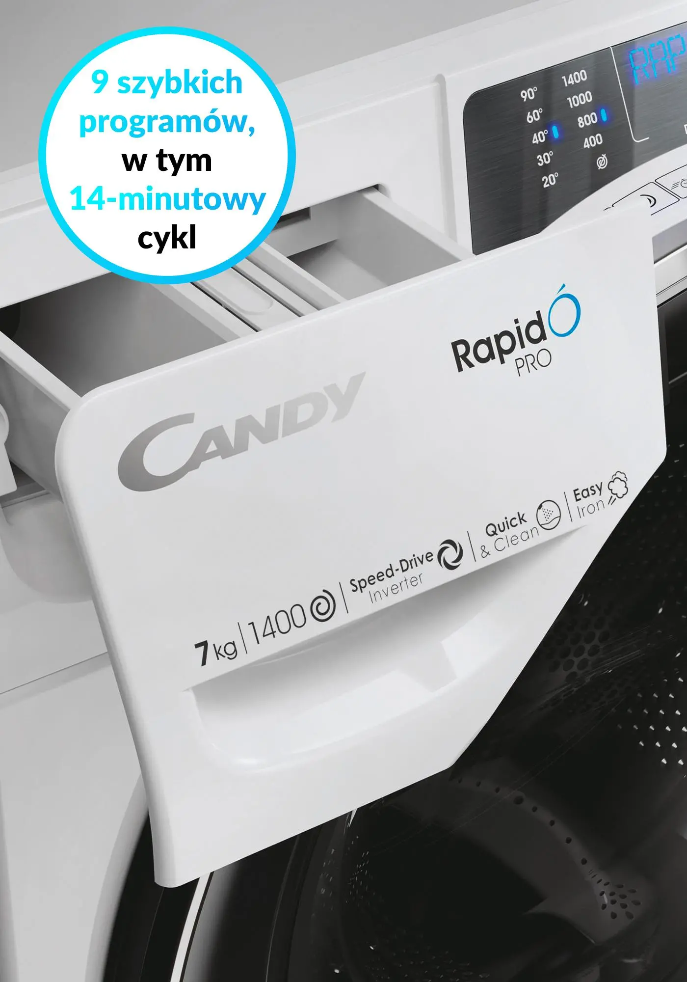 Pralka Candy RapidO Pro RP4 476BWMBC/1-S Slim 7kg 1400obr/min Zdalne sterowanie