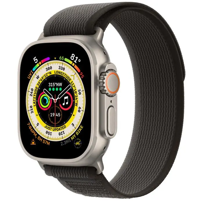 Apple Watch Ultra GPS - Cellular 49mm koperta tytanowa - opaska Trail rozmiar S/M czarno-szary