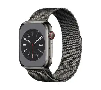 Apple Watch Series 8 GPS - Cellular 45mm koperta ze stali nierdzewnej grafit - bransoletka mediolańska grafit