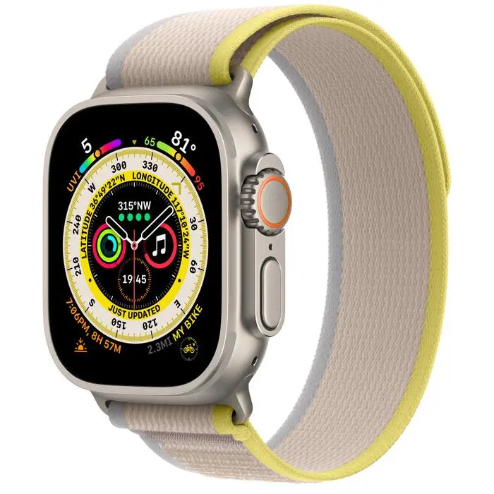 Apple Watch Ultra GPS - Cellular 49mm koperta tytanowa - opaska Trail rozmiar S/M żółto-beżowy