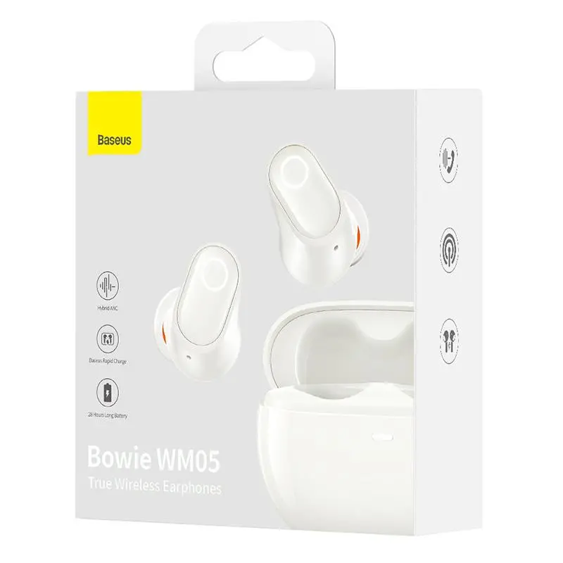 Słuchawki bezprzewodowe Baseus Bowie WM05 Dokanałowe Bluetooth 5.2 Biały