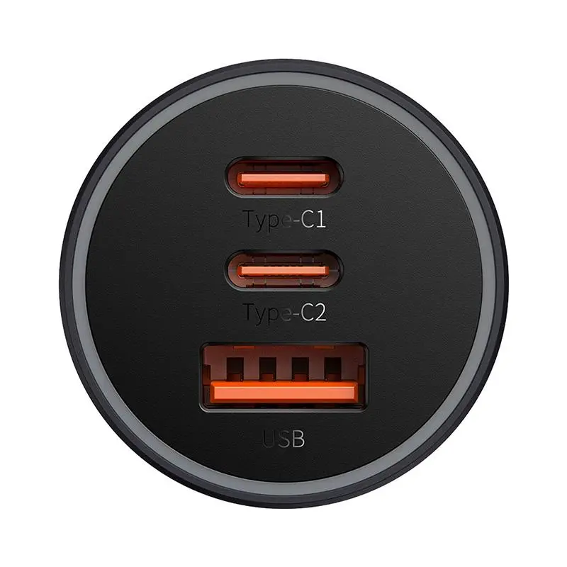 Ładowarka samochodowa Baseus Golden Contactor Pro 2x USB-C 1x USB 65W Szary