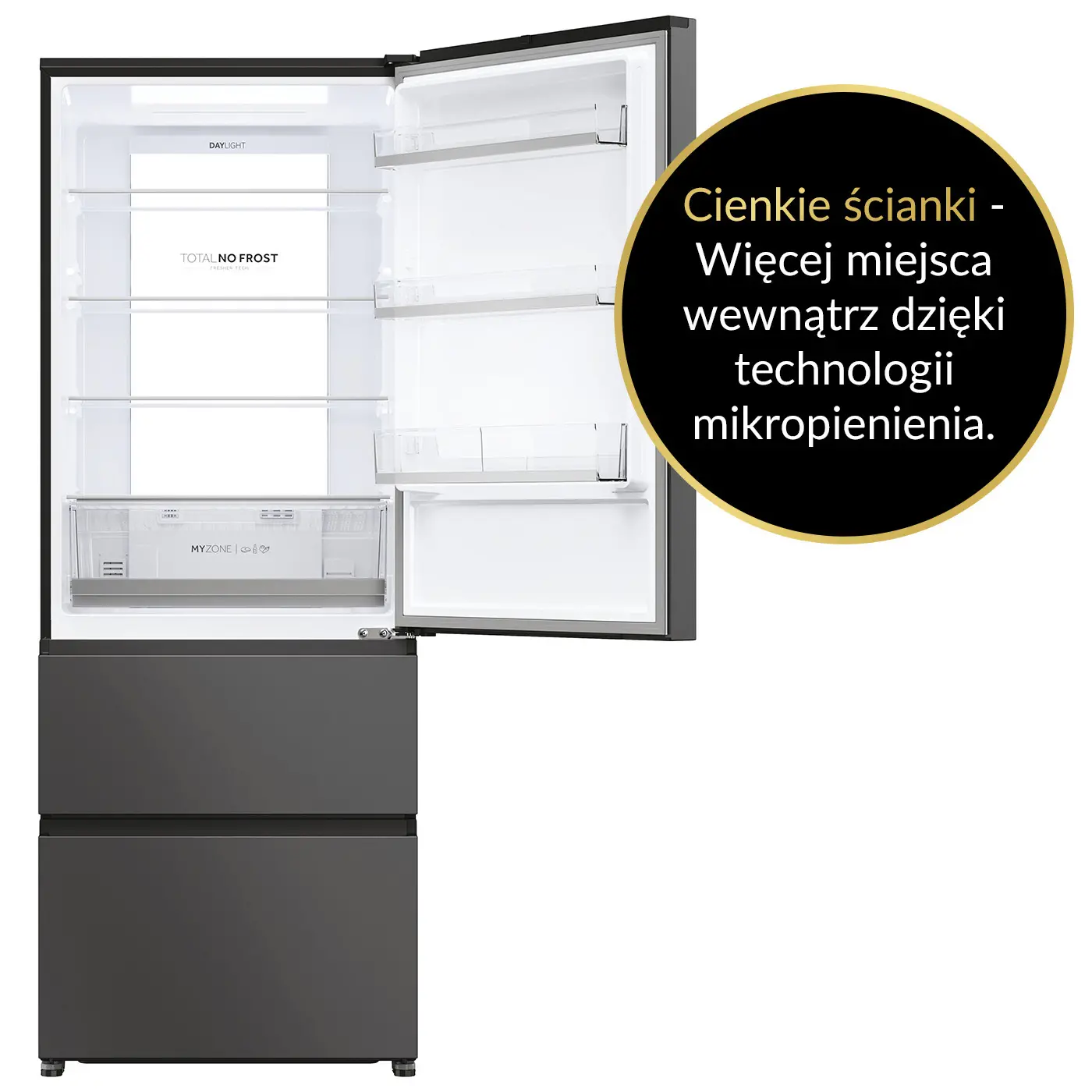 Lodówka Haier Seria 5 HTR5719ENPT Pełny No Frost 190cm Komora świeżości Czarny łupkowy