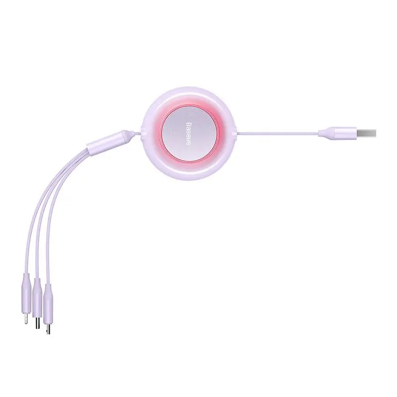 Kabel Baseus USB 3w1 Bright Mirror 2 micro USB Lightning USB-C 3,5A 1,1m Fioletowy