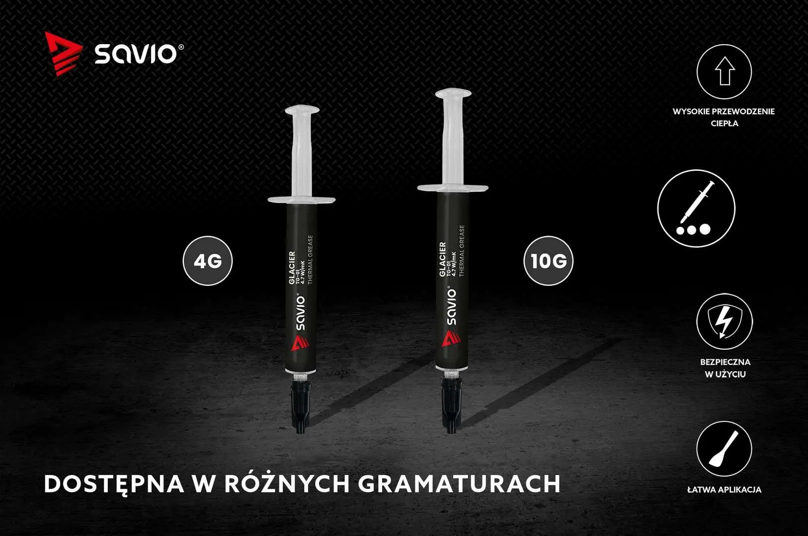 Pasta termoprzewodząca Savio Glacier TG-01 4.7 W/mK 10g
