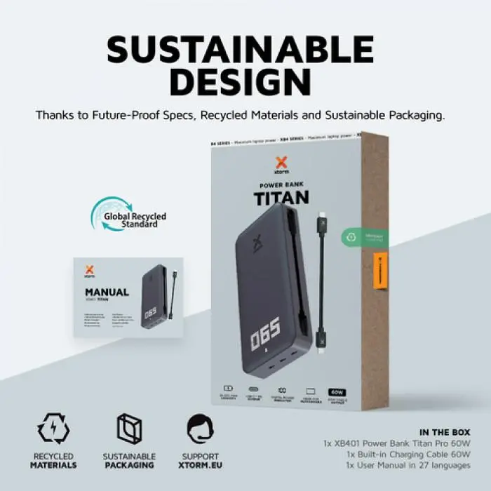 Powerbank Xtorm XB401 Titan 24000mAh 60W Szary