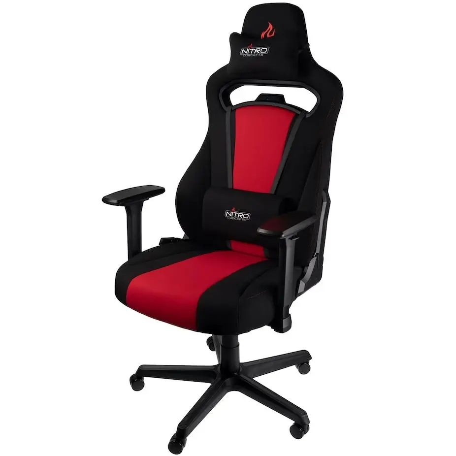 Fotel Nitro Concepts E250 Inferno Red Biurowy do 120kg Tkanina Czarno-czerwony