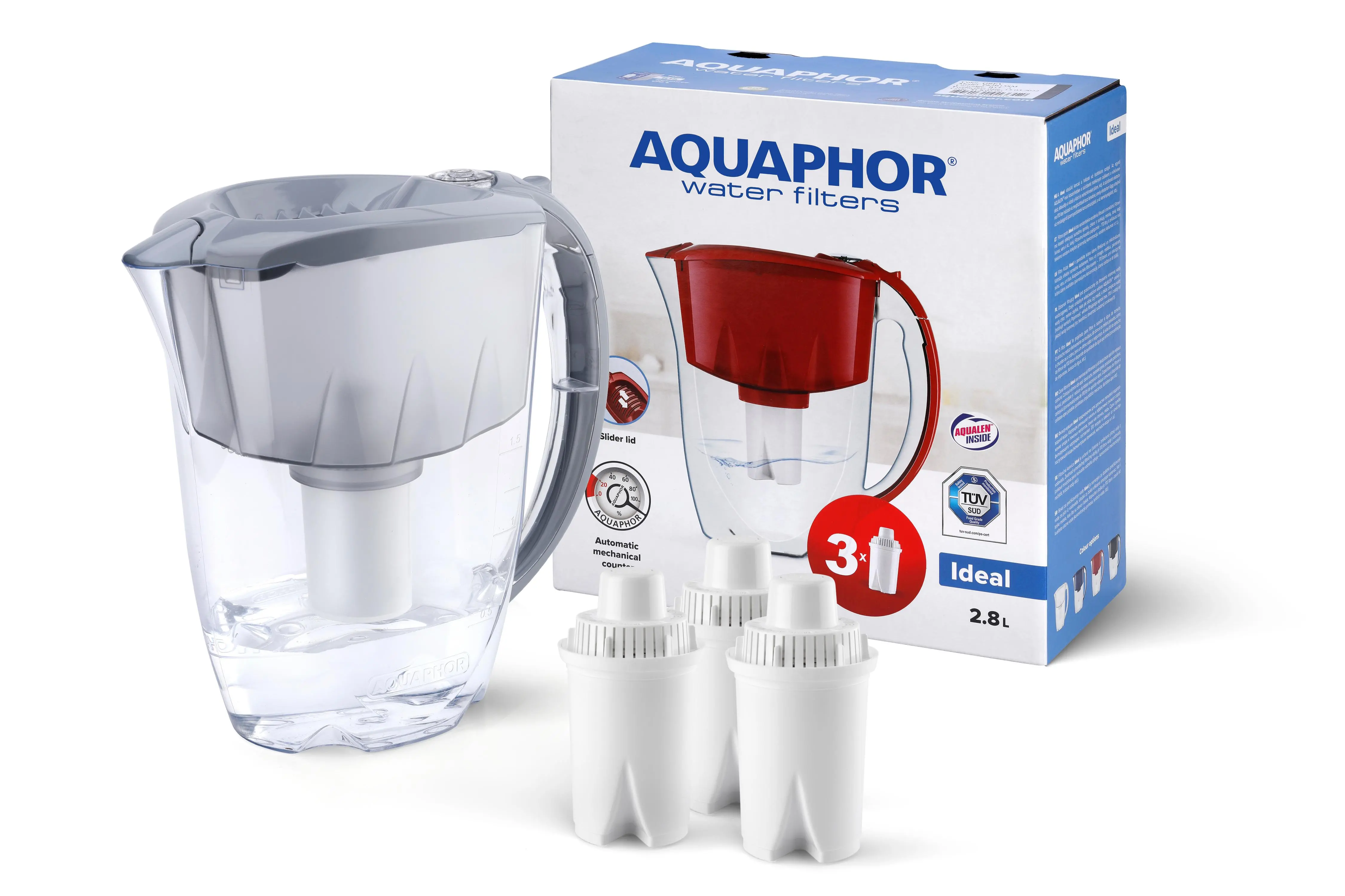Dzbanek filtrujący Aquaphor Ideal 2,8l 3 wkłady Szary