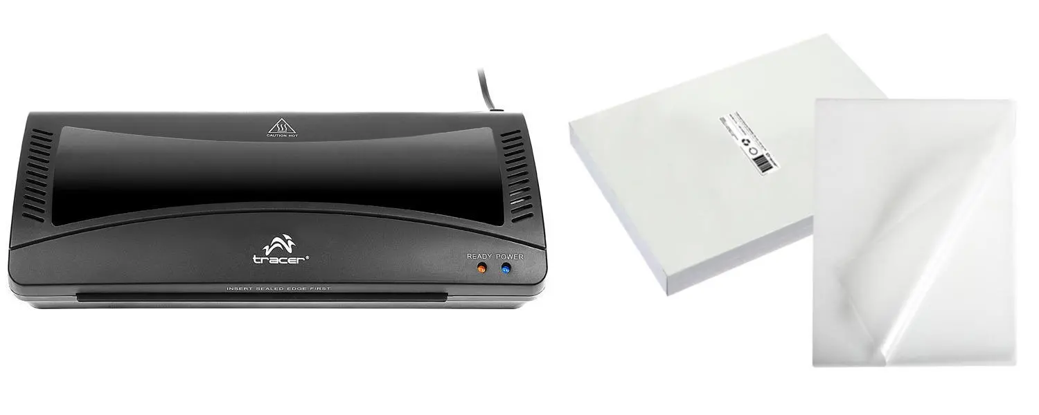 Laminator Tracer TRL-A4 + folia Promo A4 75mik 100 szt. Czarny
