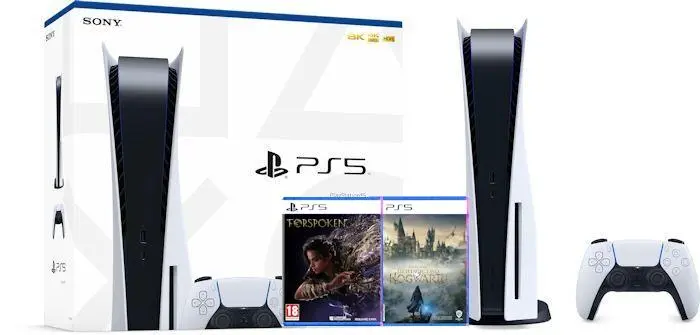 Konsola Sony PlayStation 5 (PS5) z napędem + Dziedzictwo Hogwartu + Forspoken