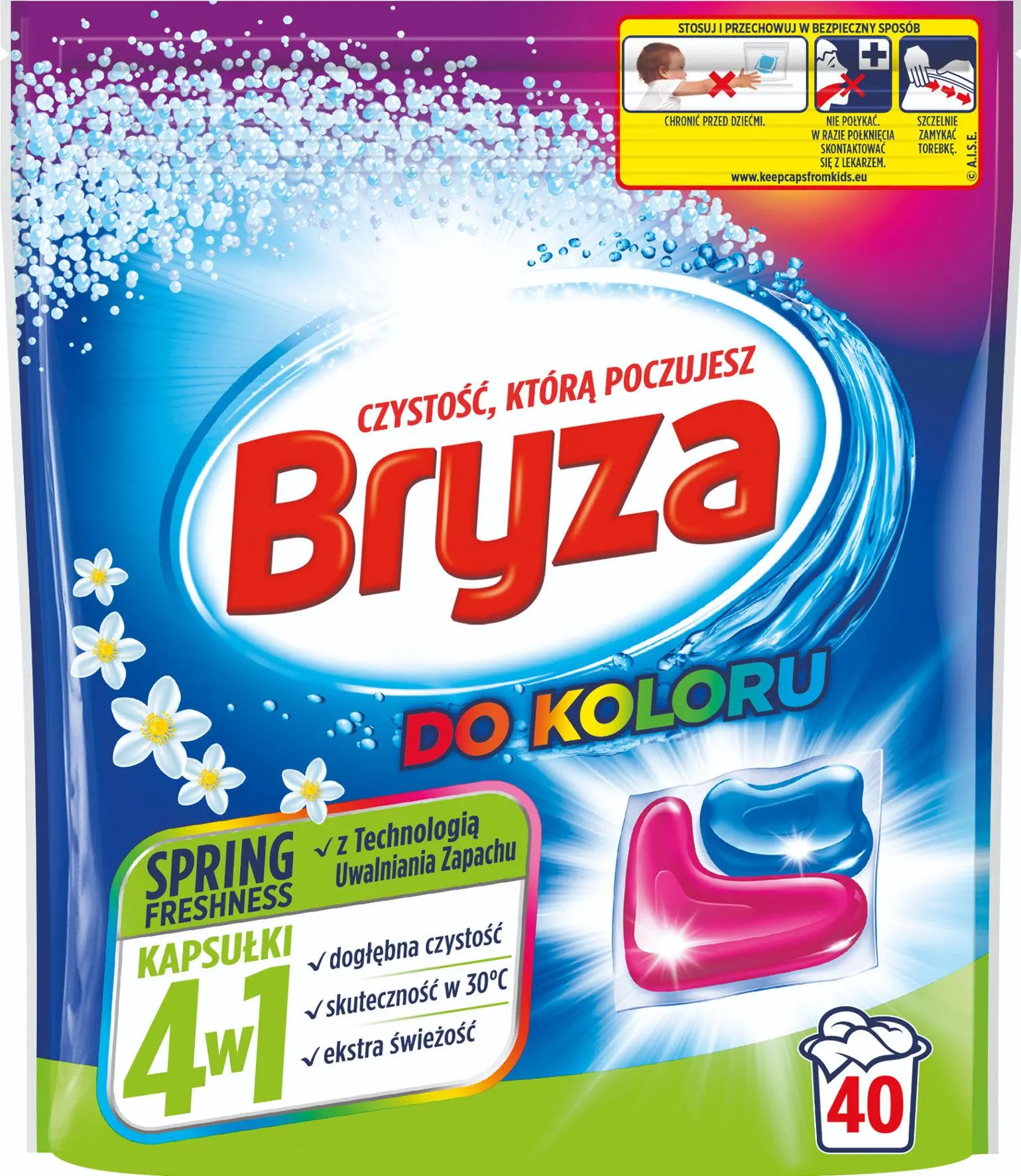 Kapsułki do prania Bryza 4w1 Spring do koloru 40szt.