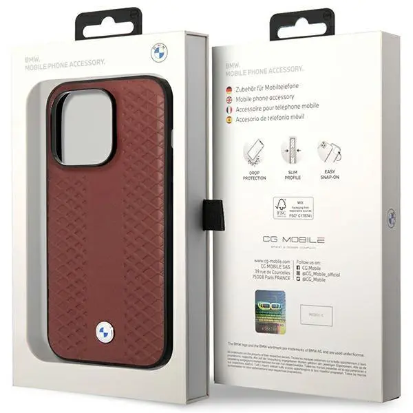 Etui BMW Leather Diamond Pattern MagSafe BMHMP14L22RFGR do iPhone 14 Pro