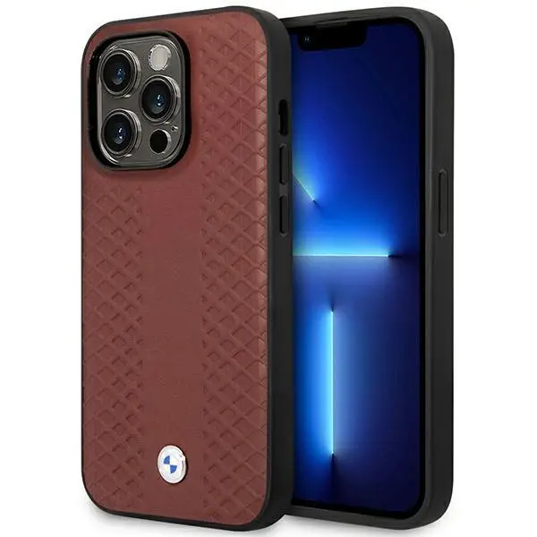 Etui BMW Leather Diamond Pattern MagSafe BMHMP14L22RFGR do iPhone 14 Pro