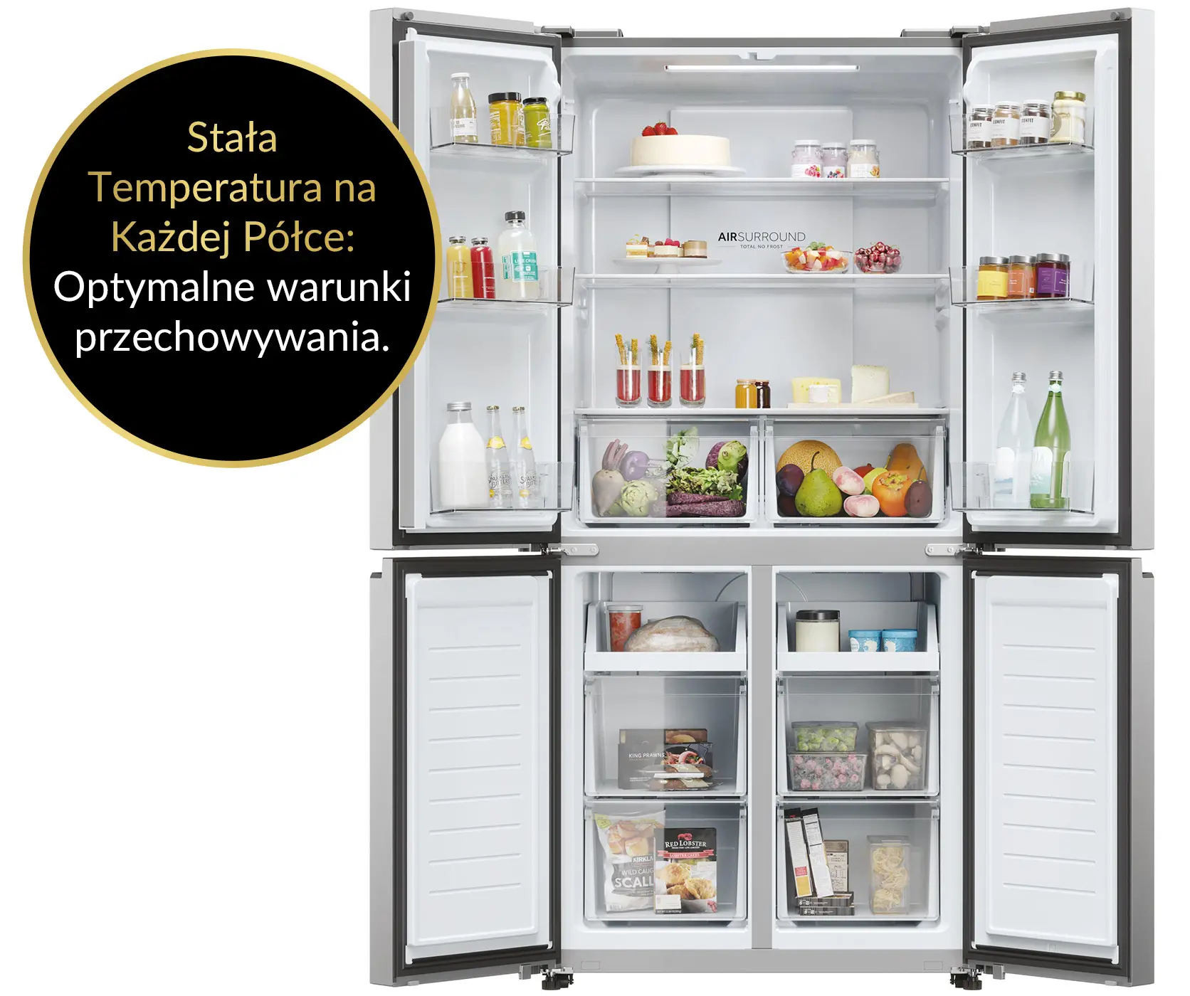 Lodówka Haier Seria 5 HCR3818ENMM Pełny No Frost 181,5cm Inox