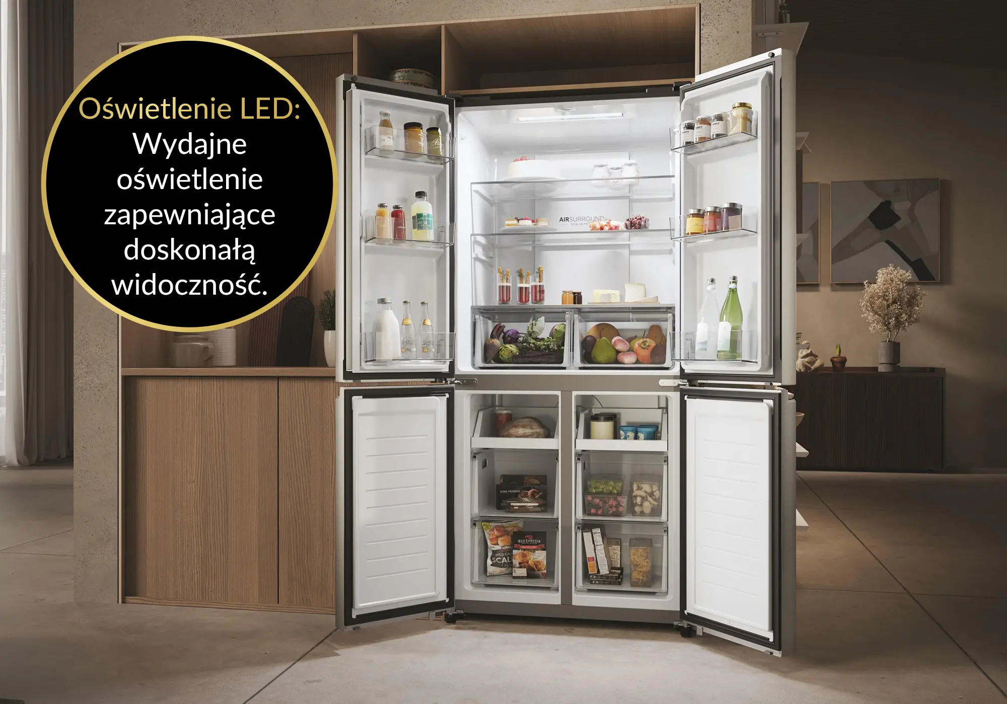 Lodówka Haier Seria 5 HCR3818ENMM Pełny No Frost 181,5cm Inox