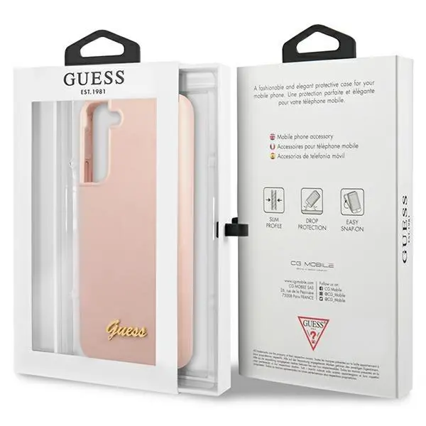 Etui Guess Silicone Script Metal Logo GUHCS23SLSLMGPP do Samsung Galaxy S23