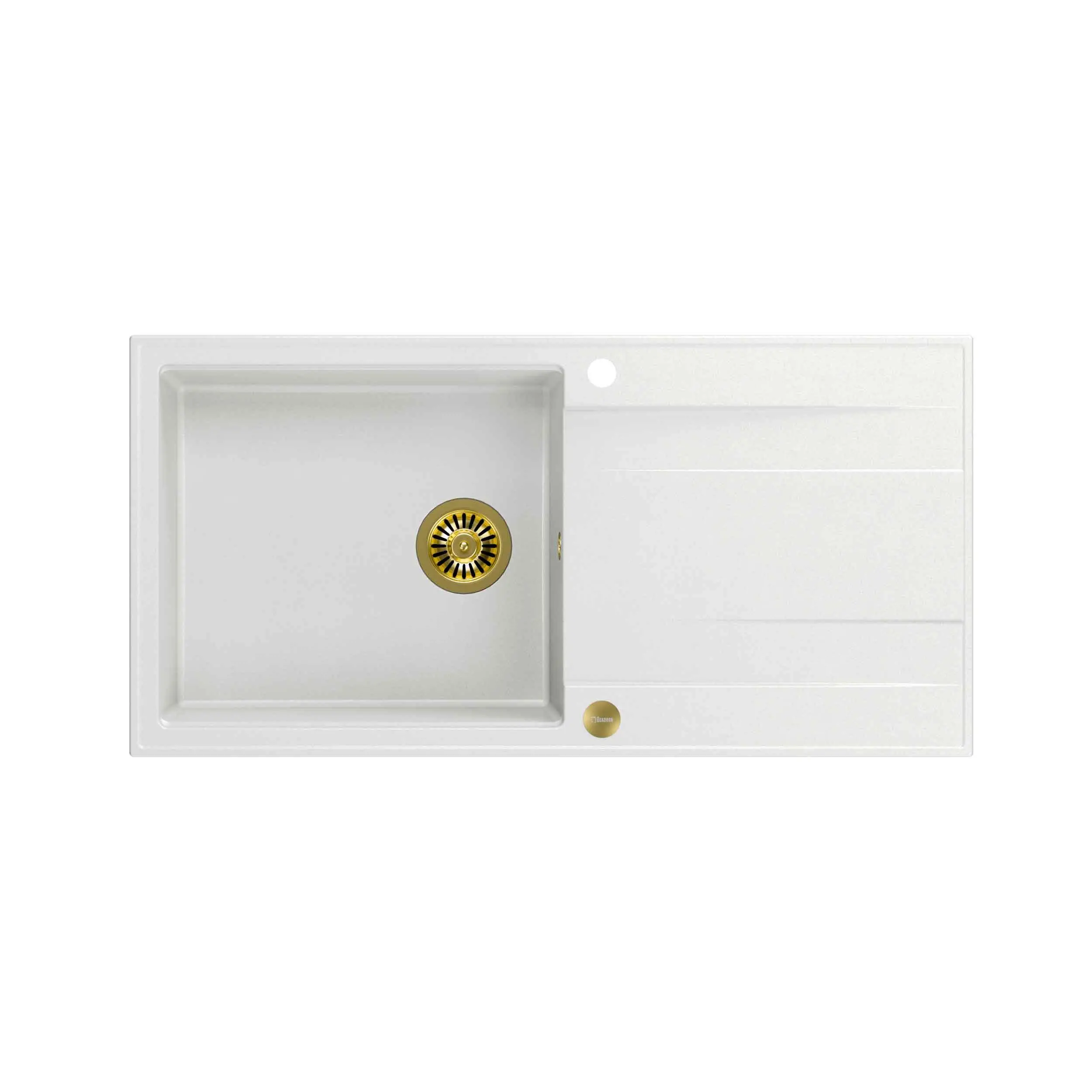 Zlewozmywak Quadron HCQE10050U1_PVDG1 P2O Evan 146 XL Granitowy Biały/Złoty