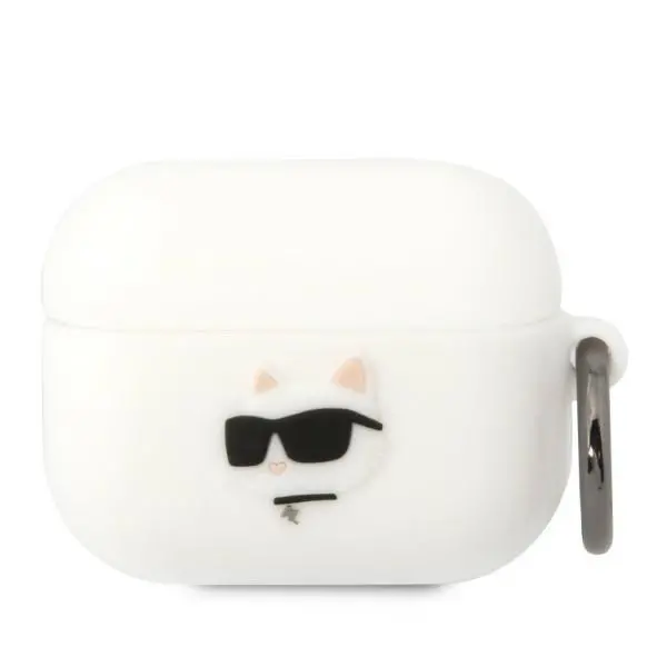 Etui na słuchawki Karl Lagerfeld Silicone Choupette Head 3D do AirPods Pro Biały
