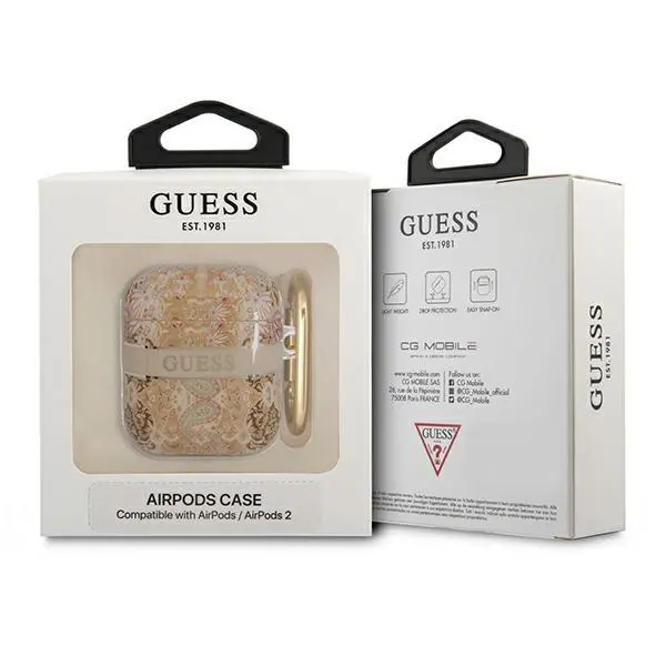 Etui na słuchawki Guess Paisley Strap Collection G do AirPods Złoty