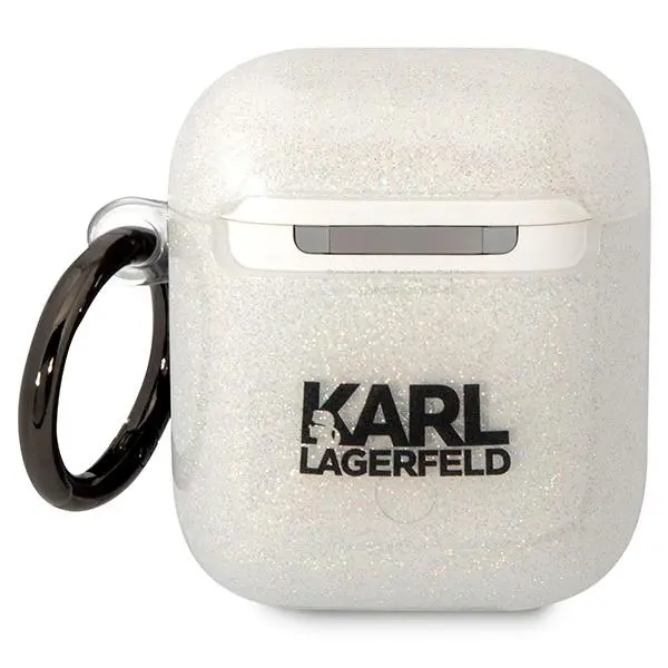 Etui na słuchawki Karl Lagerfeld Glitter Karl&Choupette do AirPods 1/2 Przezroczysty