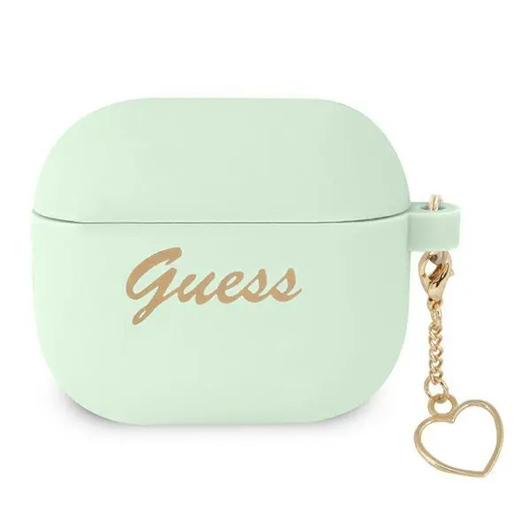 Etui na słuchawki Guess Silicone Charm Heart Collection do AirPods 3 Zielony