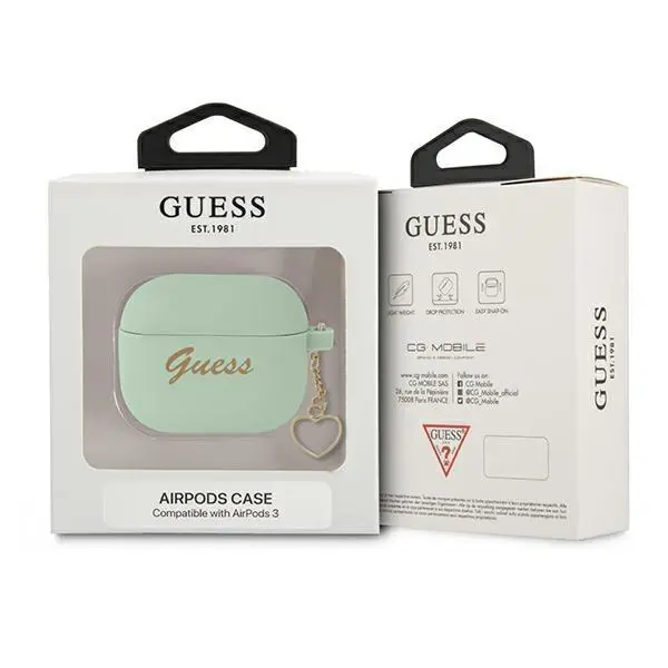 Etui na słuchawki Guess Silicone Charm Heart Collection do AirPods 3 Zielony