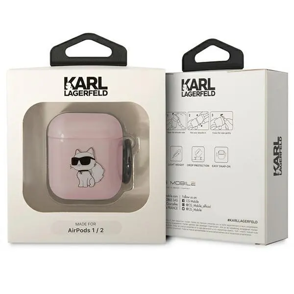 Etui na słuchawki Karl Lagerfeld Ikonik Choupette do Airpods 1/2 Różowy