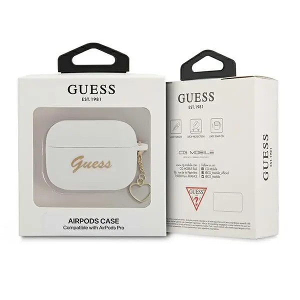 Etui na słuchawki Guess Silicone Charm Heart Collection do AirPods Pro Biały