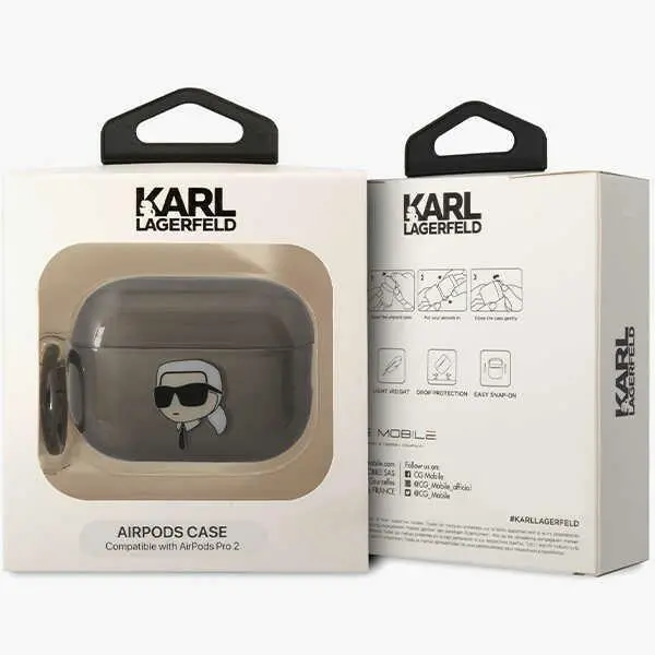 Etui na słuchawki Karl Lagerfeld Ikonik Karl Lagerfeld KLAP2HNIKTCK do AirPods Pro 2 Czarny