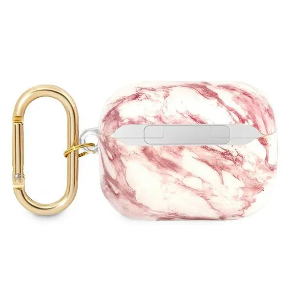 Etui na słuchawki Guess Marble Strap Collection do AirPods Pro Różowo-biały