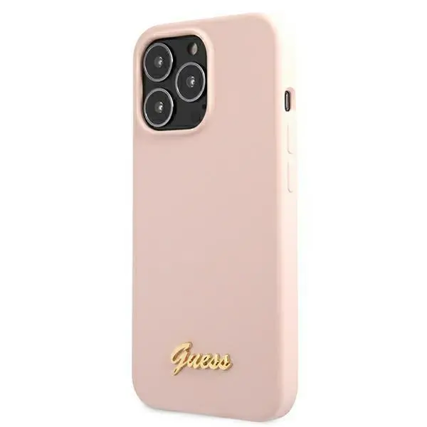 Etui Guess Silicone Script Gold Logo Magsafe GUHMP13XLSLMGLP do iPhone 13 Pro Max